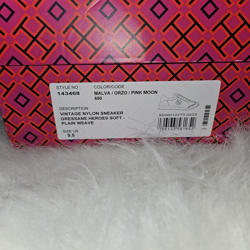 Tory Burch Vintage Nylon Sneaker Gressane Heroes Soft Shoes Pink 143468 Size 9.5 - Picture 8 of 8
